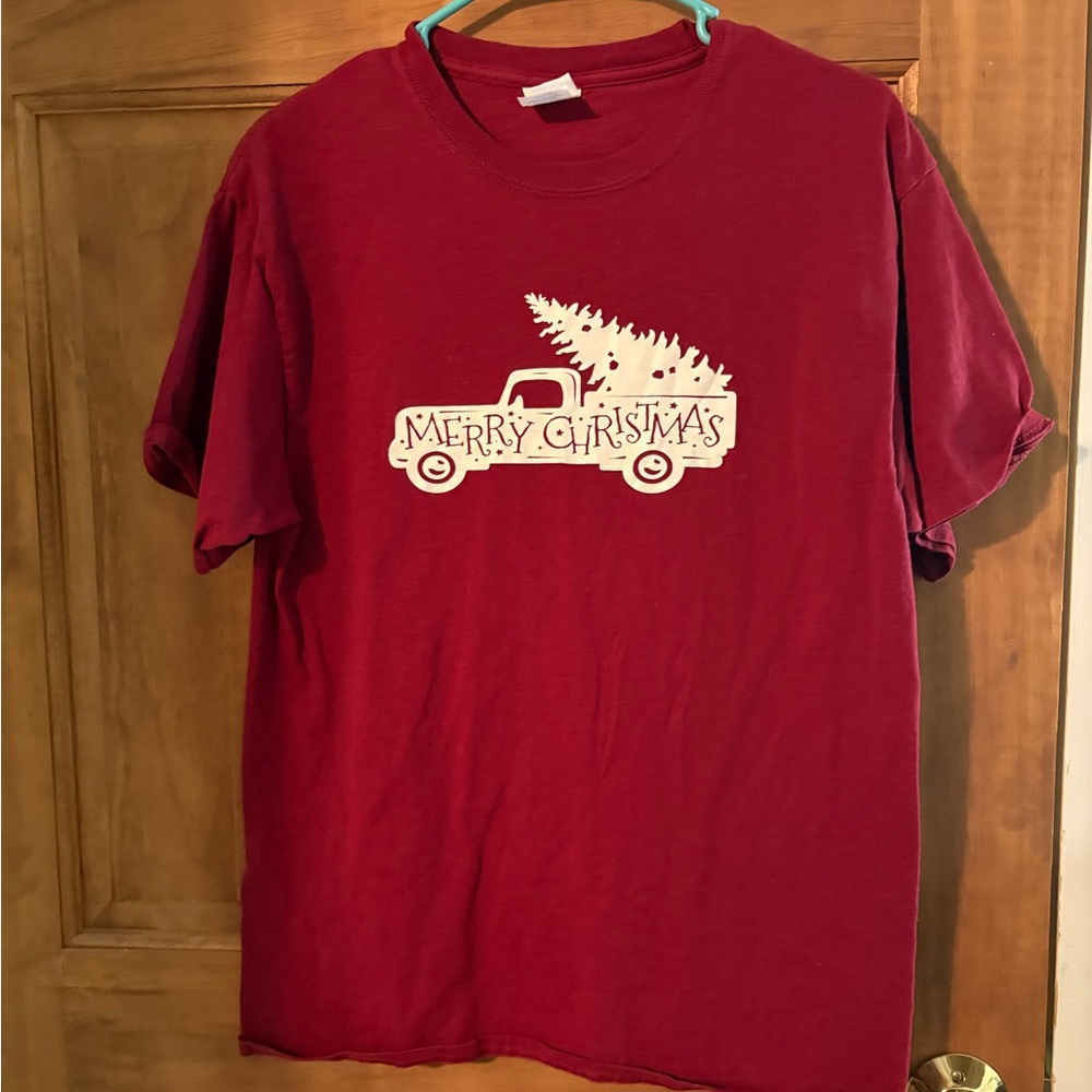 Port and Company Red Merry Christmas Tee